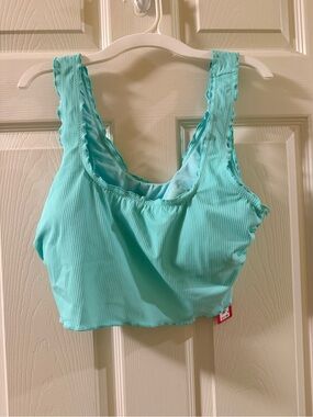 Xhilaration Aqua Ribbed Swim Top